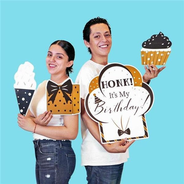 Kate Aspen 18210NA 6.5 x 15 in. Birthday Yard Sign - Black & Gold Set of 8 18210NA - main